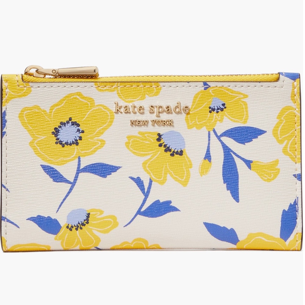 New Kate Spade Morgan floral small slim bifold wallet
